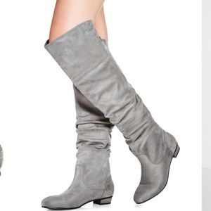 NWT gray suede over the knee boots